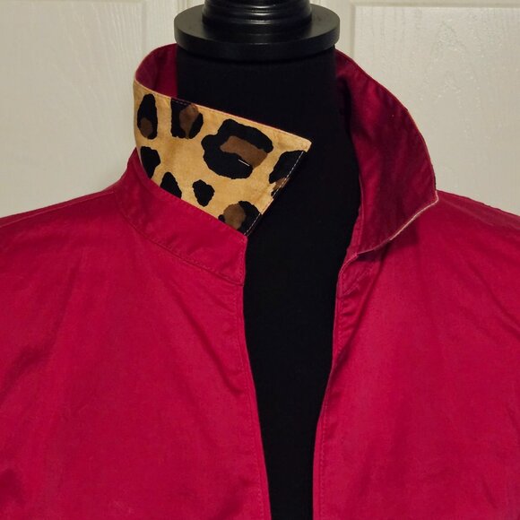 Lane Bryant Fuchsia Blouse Top Shirt w Animal Print sz 28 - Picture 5 of 8